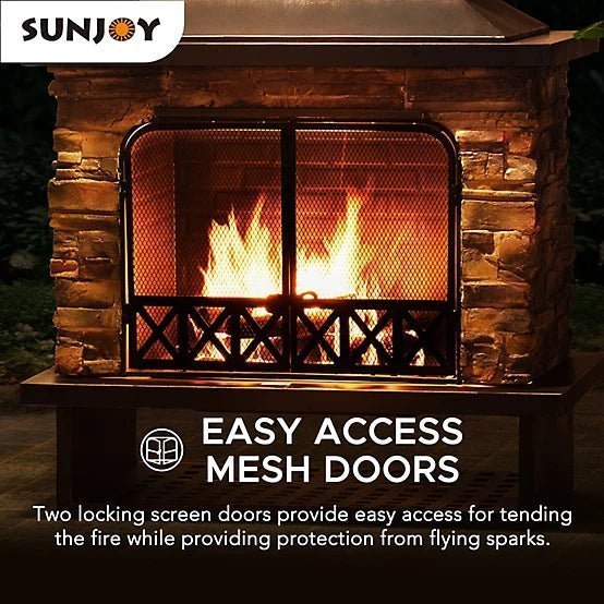 Sunjoy Canyon Wood-Burning Fireplace, Heats 2.14 sq. ft. - Image 4