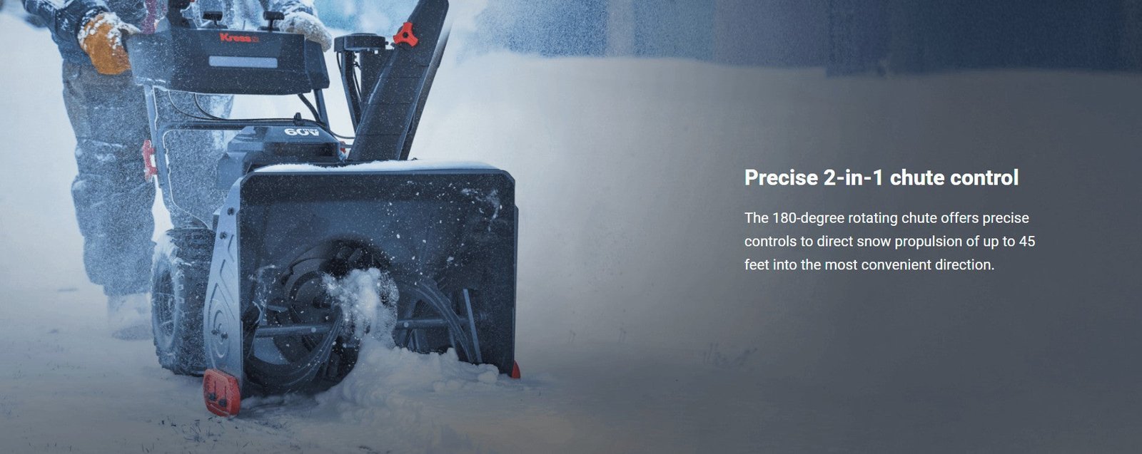 Kress KG471 60V 24-Inch 2-Stage Cordless Snow Thrower Kit (4×5Ah Batteries & Charger) - Image 7